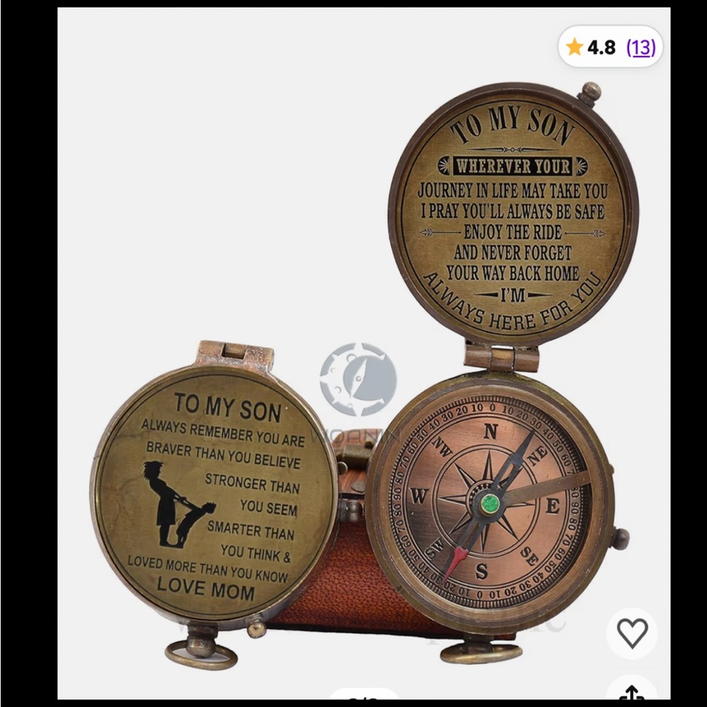 New NIB Personalized Engraved Gift to Son Compass - Picture 2 of 4